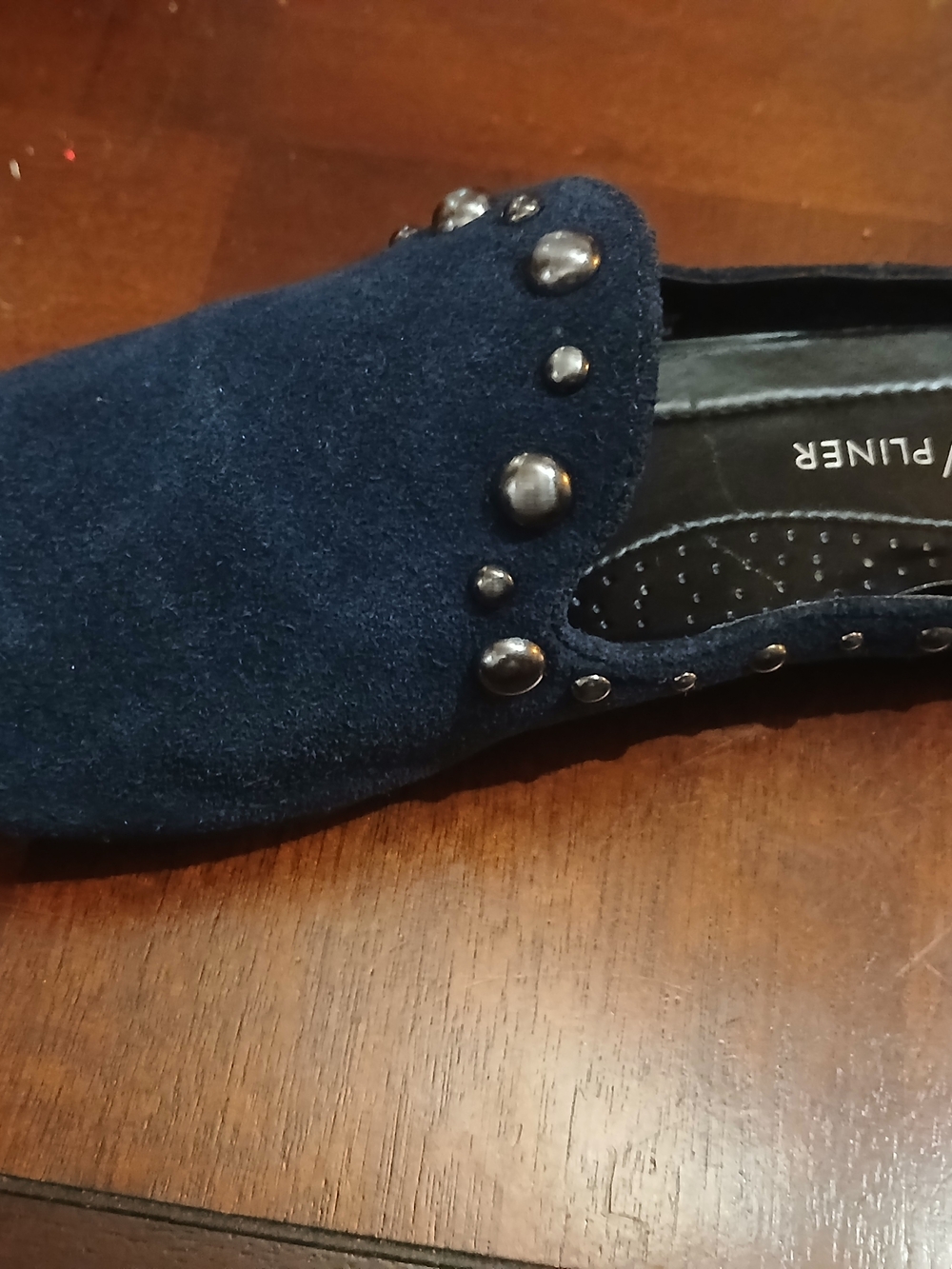 Donald J. Pliner Navy Suede Studded Slip-On Mule
